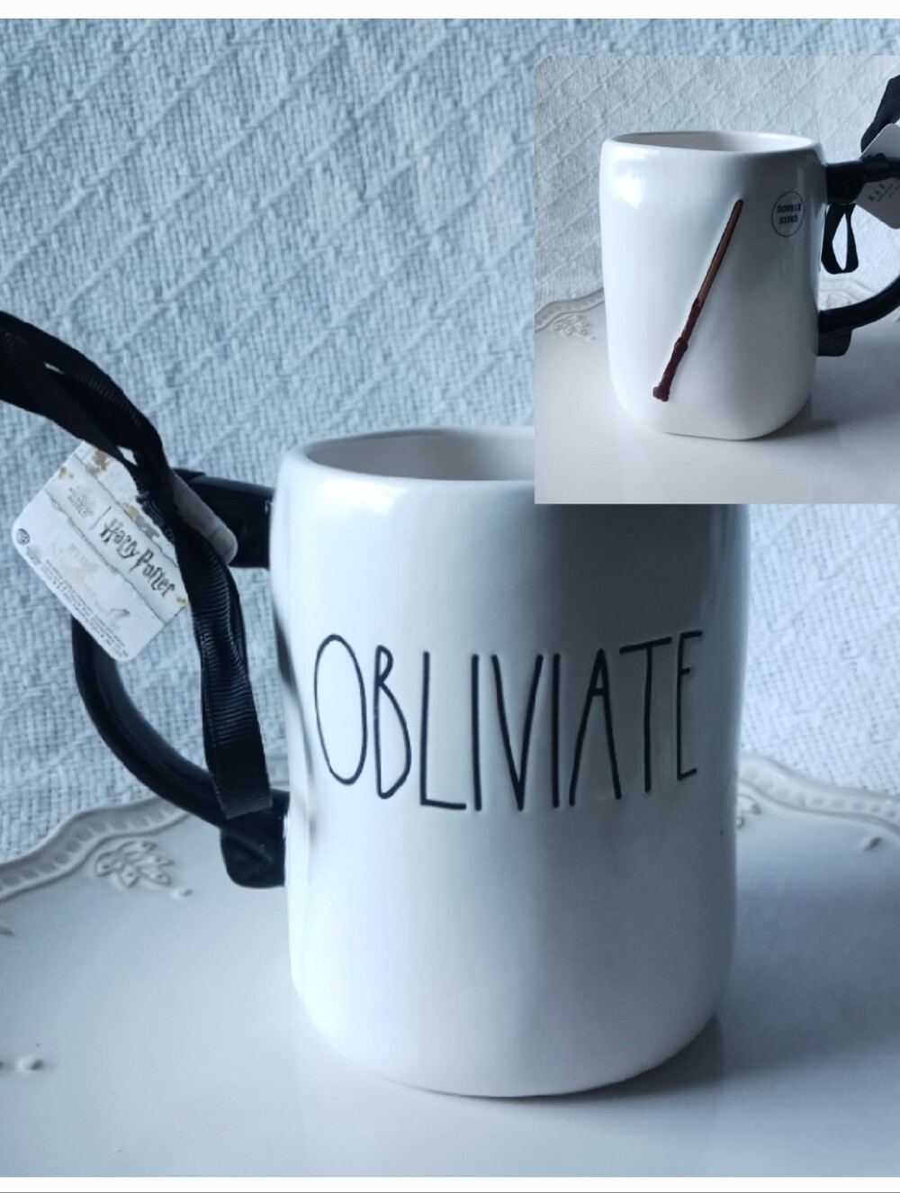 Rae Dunn × Wizarding World Harry Potter Obliviate Wand Double Sided Ceramic Mug